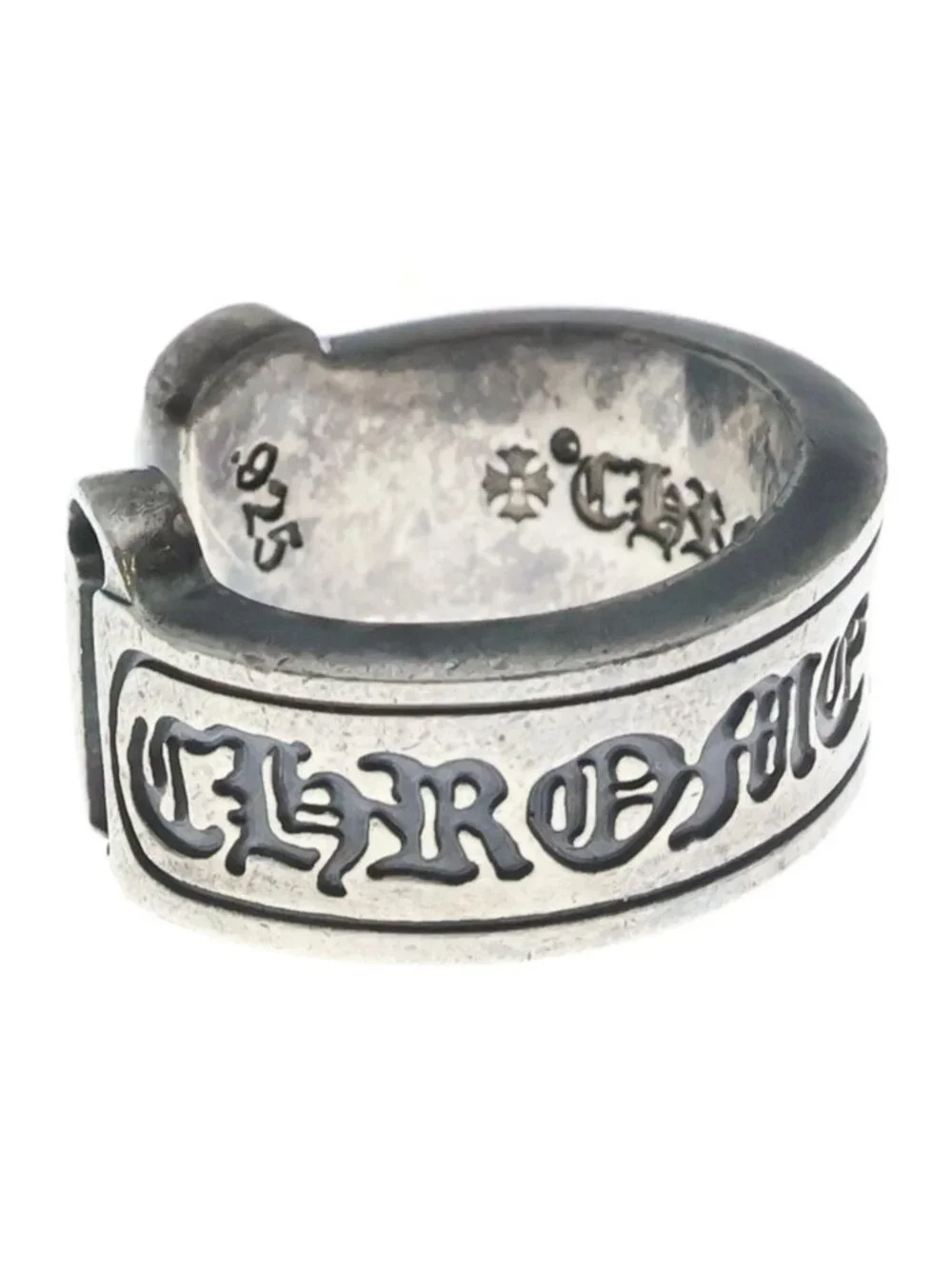 Chrome Hearts LG Scroll Label Large Ring Silver